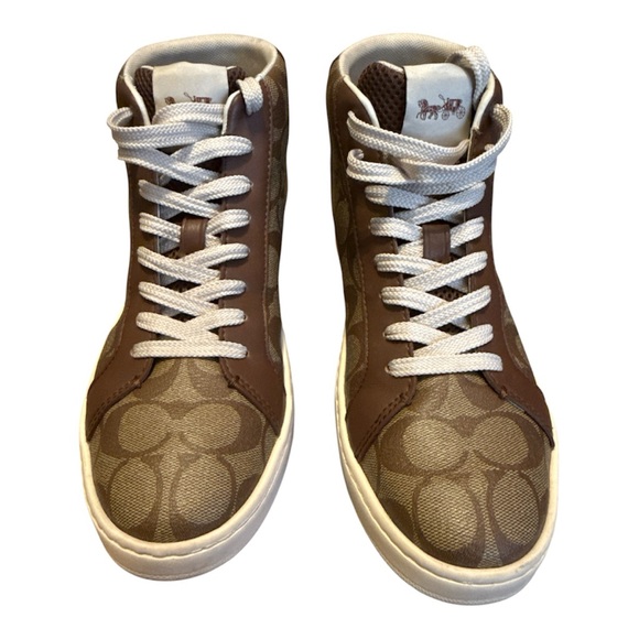 Coach Shoes - Coach High-Top Signature Canvas Sneakers - Size 9B - Gently Used!